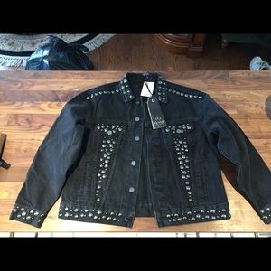 For The Republic Denim Black Studded Jean Jacket